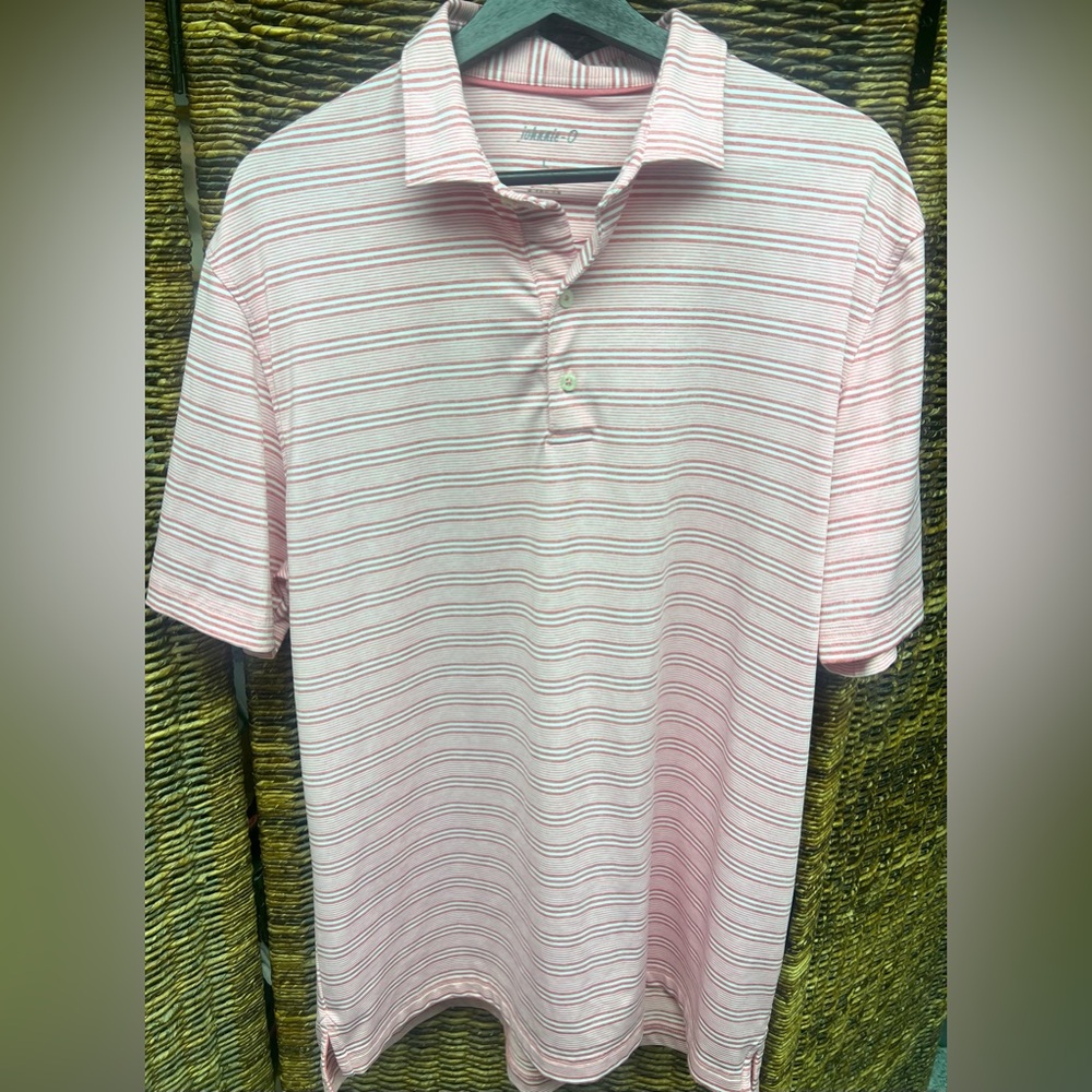 johnnie-o,Stripe, Red/White, Sport Shirt, Size: Large, Pre- Owned